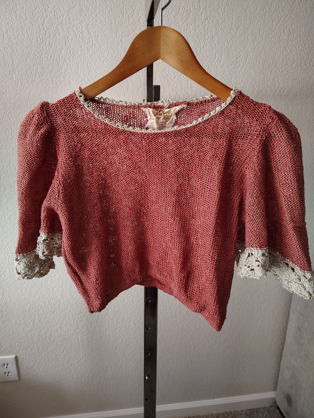 Vintage Mary Farrin Knit Top England Small Hippie Boho